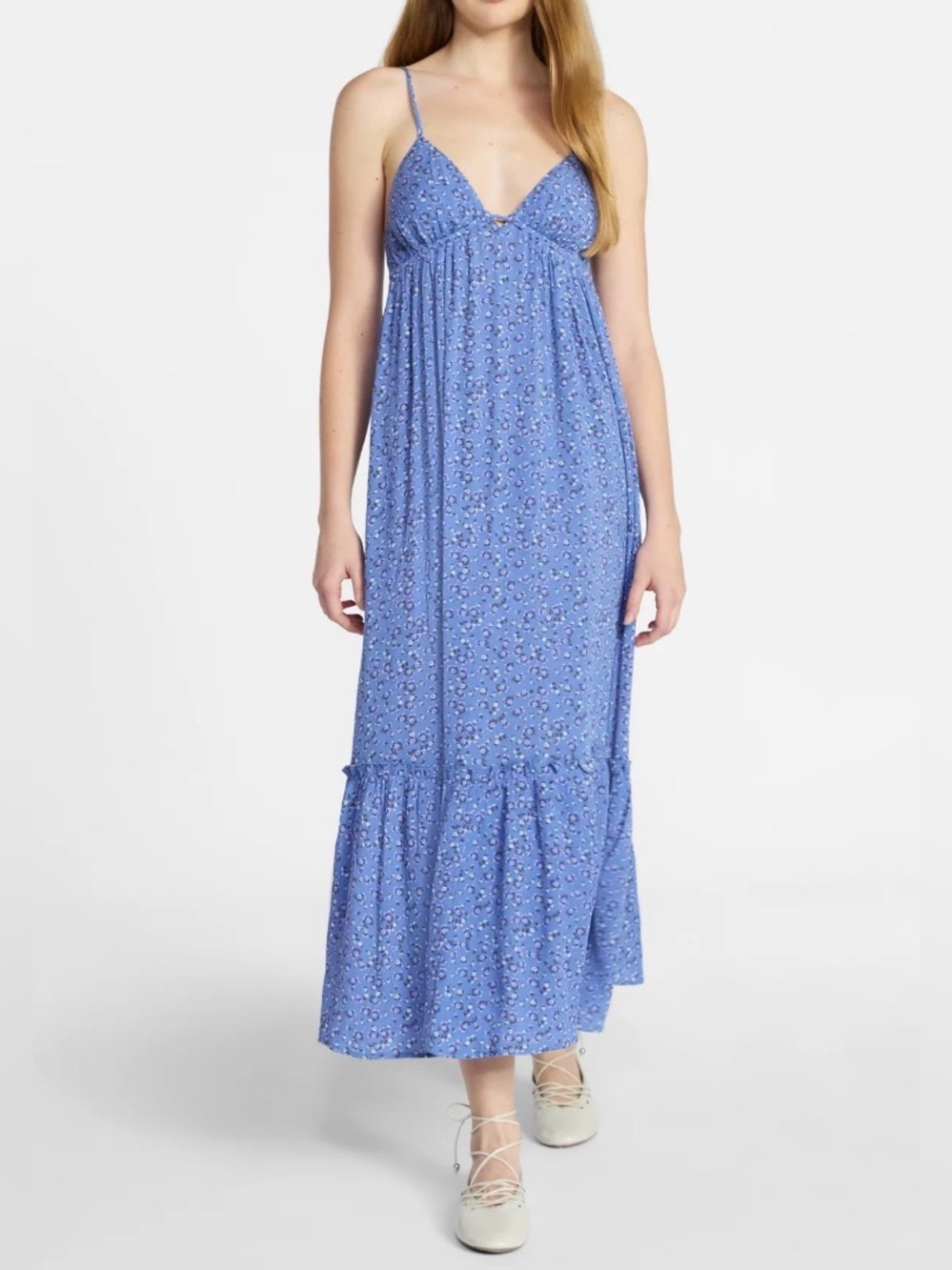 No Boundaries Women Sleeveless Tiered Maxi Dress (Size: L)